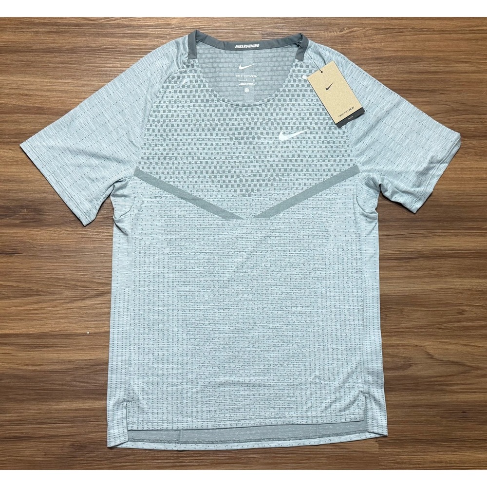 Nike Techknit ADV Mens Running Short Sleeve Shirt Grey (DM4753-084) Sz S